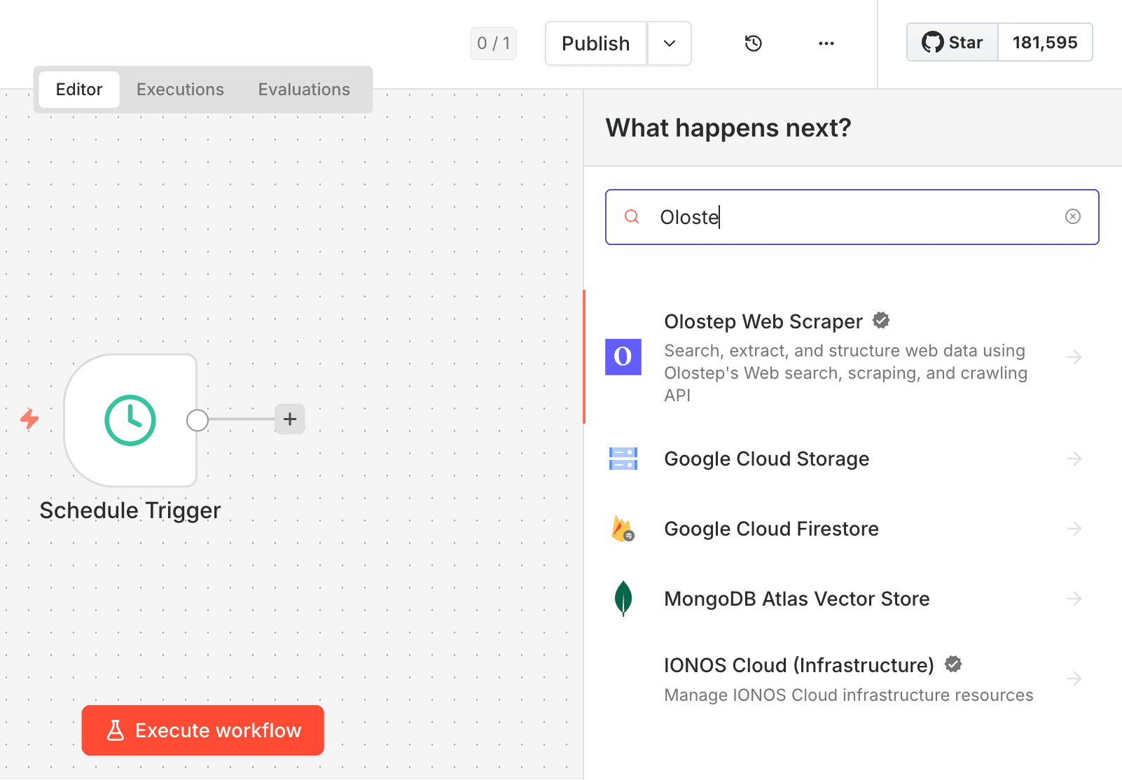 n8n nodes panel search for Olostep